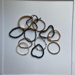 12 bracelet set (gold, black, white)